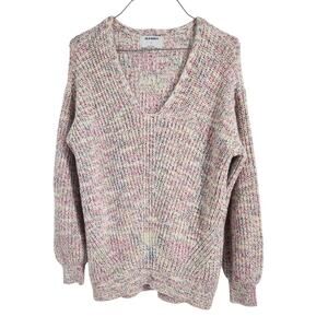 Old Navy Rainbow Shaker Stitch Knit V-Neck Sweater Womens Size Medium M